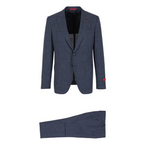 Isaia Gregory Checkered Suit in het Blauw voor heren