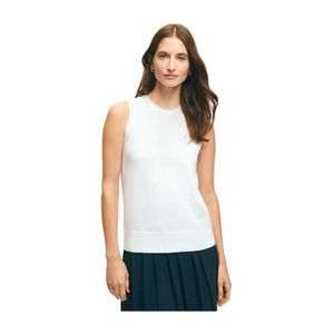 Brooks Brothers White Sleeveless Tops