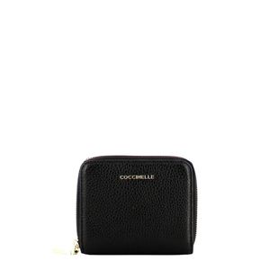 Coccinelle Small Metallic Soft Zip Around Wallet in het Zwart