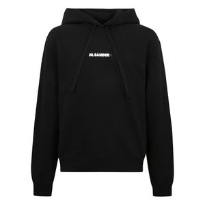 Jil Sander Black Relaxed Fit Hooded Sweatshirt With Logo Print for men