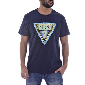 Guess T-shirt En Coton Bio À Gros Logo in het Blauw voor heren