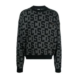 Gcds Black Round-Neck Knitwear for men