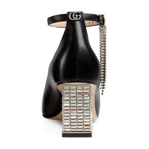 Gucci Crystal Heel Enkelband Pump in het Zwart