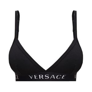 Bralette Triangolo Logo Nero di Versace
