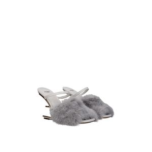 Fendi Grey Heeled Mules