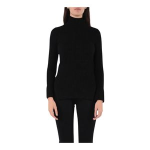 Akep Schwarz Gerippter rollkragenpullover