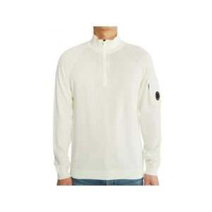 C P Company Lambswool Lens Half Zip Sweater in het Wit voor heren