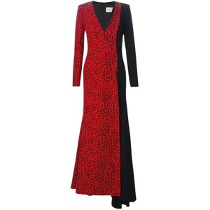 Fausto Puglisi Leopard Print Stretch Gown in het Rood