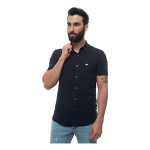 Emporio Armani Short-sleeved Shirt in het Blauw voor heren