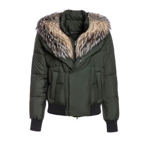 Mr & Mrs Italy Short Puffer Jacket With Fox Fur in het Groen