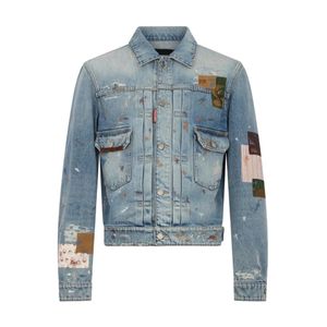 DSquared² Patchwork Denim Jacket in het Blauw voor heren