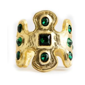 Kenneth Jay Lane Vintage Gold Tone And Emerald Bracelet in het Groen