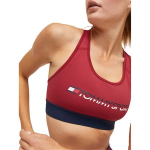 Tommy sport s10s100072 sports bra medium top and body longwear women red di Tommy Hilfiger in Rosso