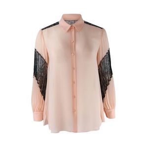 Boutique Moschino Longsleeve Pleated Blouse With Lace Detail in het Roze