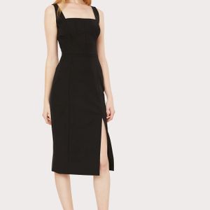 MILLY Midi-jurk Met Vierkante Hals in het Zwart