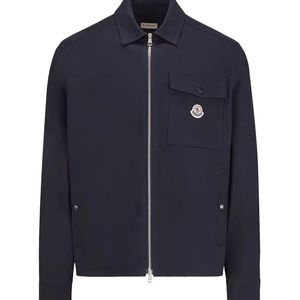 Moncler Blue Cotton Blend Gabardine Shirt Jacket for men
