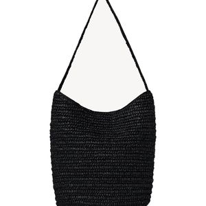 The Row Black Alma Shoulder Raffia Bag