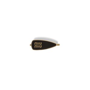 Miu Miu Black Enameled Metal Hair Clip