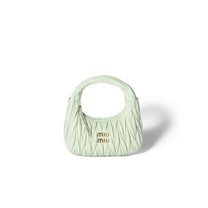 Miu Miu Green Wander Matelassé Nappa Leather Hobo Bag