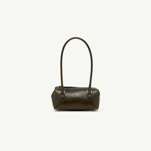 MM6 by Maison Margiela Black Bauletto Shoulder Bag Mini Crackled Leather