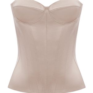 Alex Perry Pink Strapless Cupped Duchess Satin Corset Top