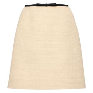 Valentino Garavani Natural Bow-Detailed Wool-Blend Tweed Mini Skirt
