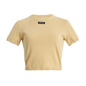 Miu Miu Yellow Pointelle-Knit Cotton Baby Tee