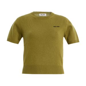 Miu Miu Green Cropped Cashmere Sweater