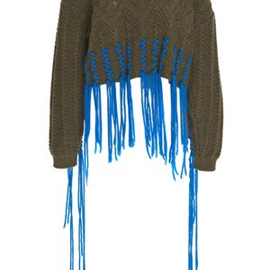 Pullover cropped in lana e alpaca di Loewe in Blu