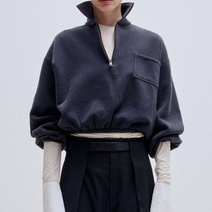DARKPARK Blue Alva Cotton Cropped Sweatshirt