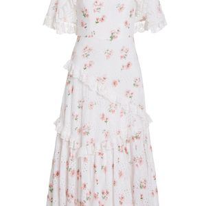 Vestido floral con bordado inglés Needle & Thread de color Blanco