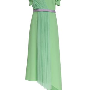 Vestido asimétrico con detalle plisado Delpozo de color Verde