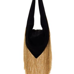 Franchise Black Exclusive Push Medium Fringed Suede Shoulder Bag