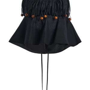 Tae Park Black Exclusive Beaded Ruched Silk Bralette Top