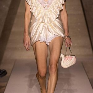 Chloé Brown Ruffled Silk-Satin Jumpsuit