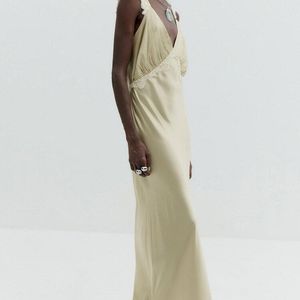 De La Vali Green Lucerina Silk-Blend Maxi Dress