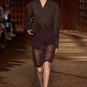 Ferragamo Brown Single-Breasted Wool-Linen Jacket