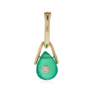 Pascale Monvoisin Green Orso 9K Diamond And Onyx Single Hoop Earring