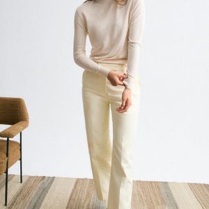 RENGGLI White Cotton Twill Tailored Trouser