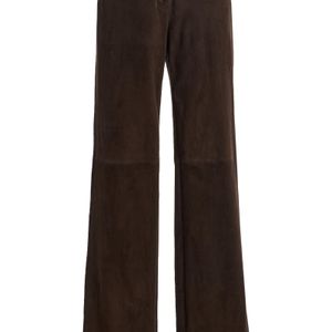 Lafayette 148 New York Brown Bond Stretch-Suede Straight Pants