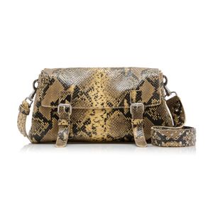 Dries Van Noten Metallic Python-Effect Leather Satchel Bag