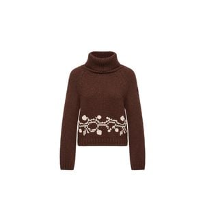 Moncler Brown Moncler Alpaca Blend Embroidered Turtleneck