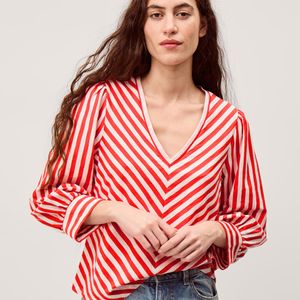 Monsoon Pink Shayla V-Neck Stripe Jersey Top