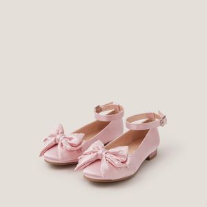 Monsoon Pearl Bow Satin Flats Pink