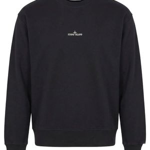 Stone Island Blue Crew Neck Sweatshirt With Print On The Back for men