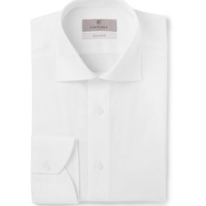 Canali White Cutaway-collar Cotton-piqué Shirt for men