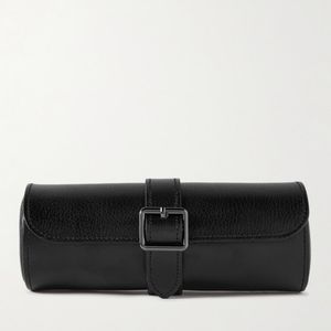 Wolf Black British Racing Pebble-Grain Leather Watch Roll for men