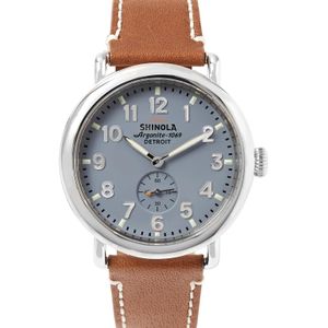 Shinola Brown The Runwell 41mm Stainless Steel And Leather Watch for men