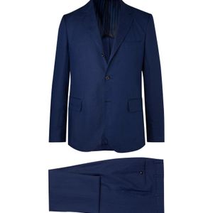 Mp Massimo Piombo Blue Navy Unstructured Linen Suit for men