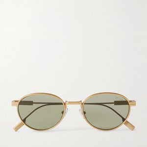 Zegna Natural Round-frame Bronze-tone Sunglasses for men